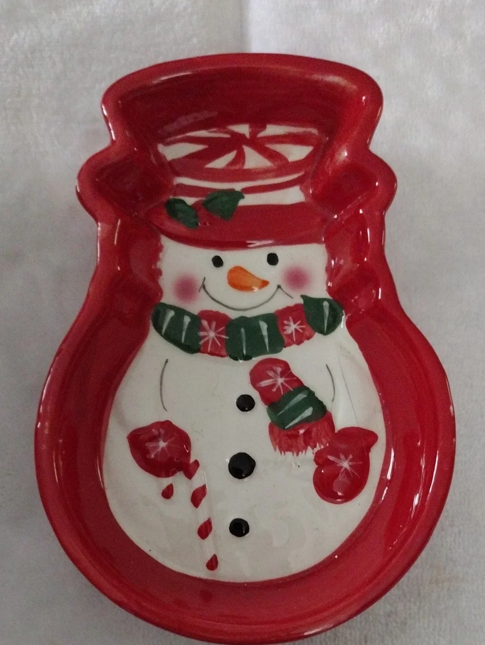 Holiday Red Ceramic Snowman Dip Bowl Set